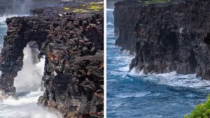 Vòm đá Hōlei nổi tiếng ở Hawaii sụp đổ xuống biển