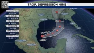 Áp thấp nhiệt đới số Chín hình thành trên Vịnh Campeche