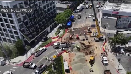 Sửa chữa Đại lộ Sunset sau sự cố vỡ ống nước tại West Hollywood