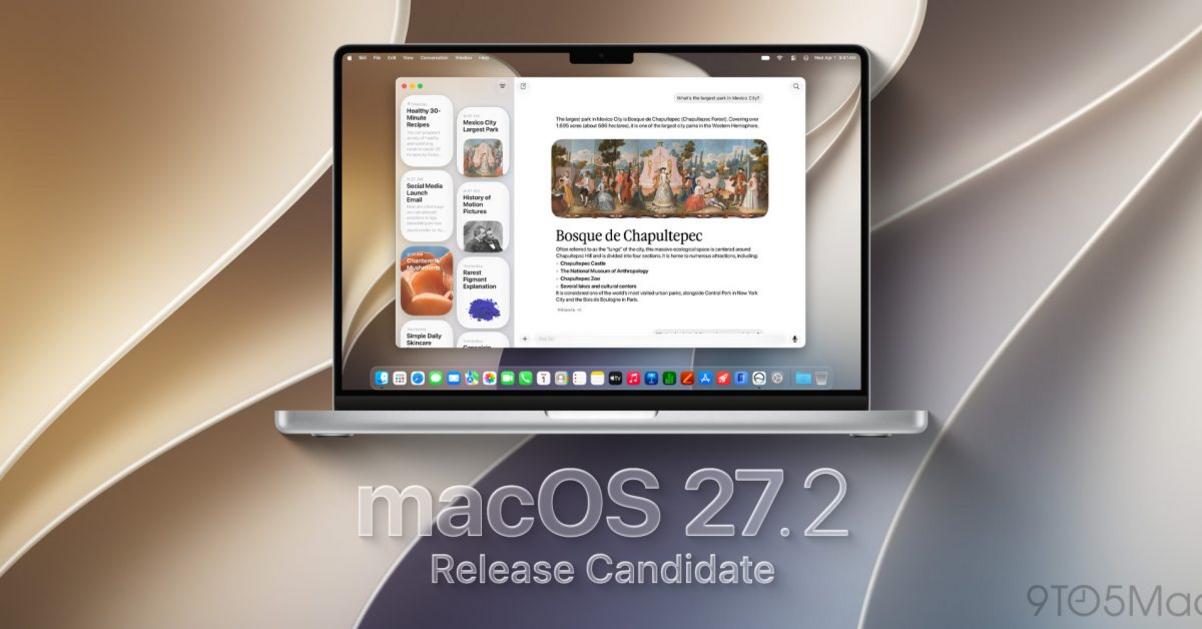 Apple Phát hành Bản Phát hành ứng cử viên đầu tiên cho macOS 27.2 Golden Gate